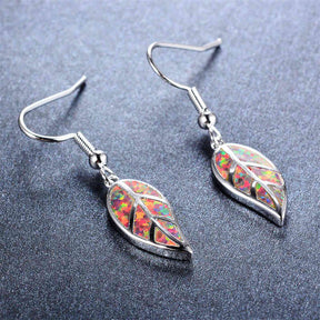 Fashion Opal Leaf Drop Dangling Earrings-Orange