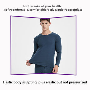 Men's Ultra Soft Autumn And Winter Thermal Underwear Fleece Lined Pajamas-Gray