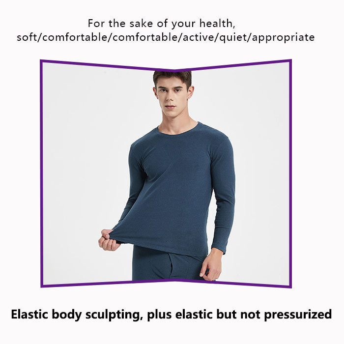 Men's Ultra Soft Autumn And Winter Thermal Underwear Fleece Lined Pajamas-Gray