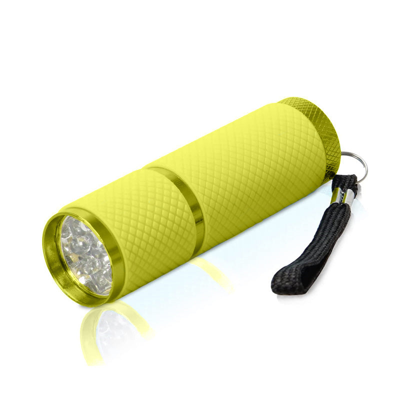 9 LED Glow in Dark Small Flashlights with Nylon lanyard for Camping-Yellow