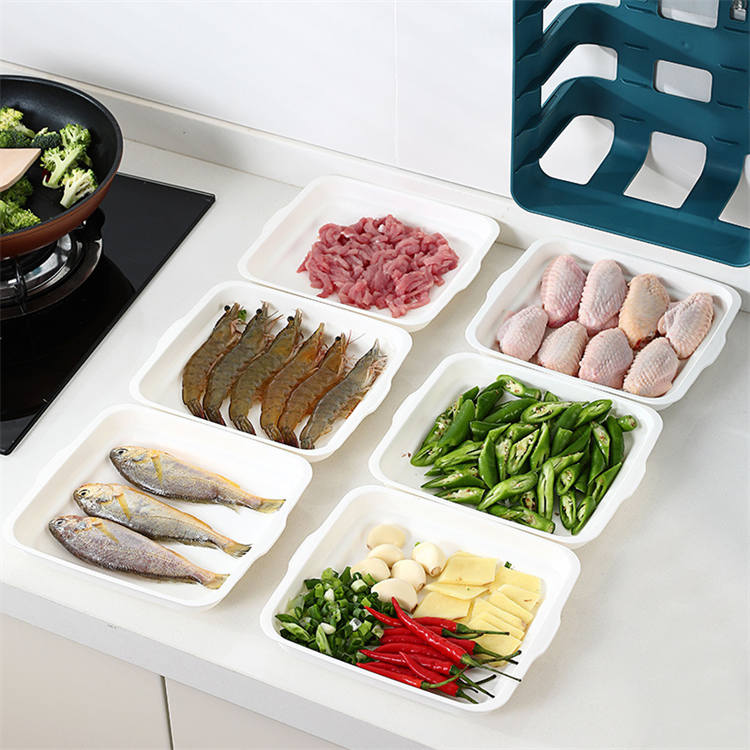 3 layers New Multifunction Dishes Trays Hot Pot Stratification Cooking Plates Wall-mounted -Blue