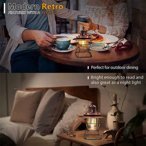 Retro Hanging Camping Lantern Rechargeable Portable Warm Lights-