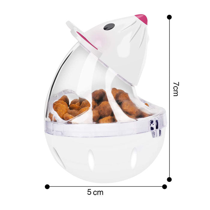 Small Cat Slow Feeder Cat Food Ball Mice Tumbler Shaped Pet Treat Ball-White