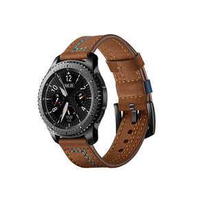 Fashion 7 Line Style Leather Watch Band For Samsung Galaxy Watch 42/46mm Gear S3 Frontier/Classic(Brown)