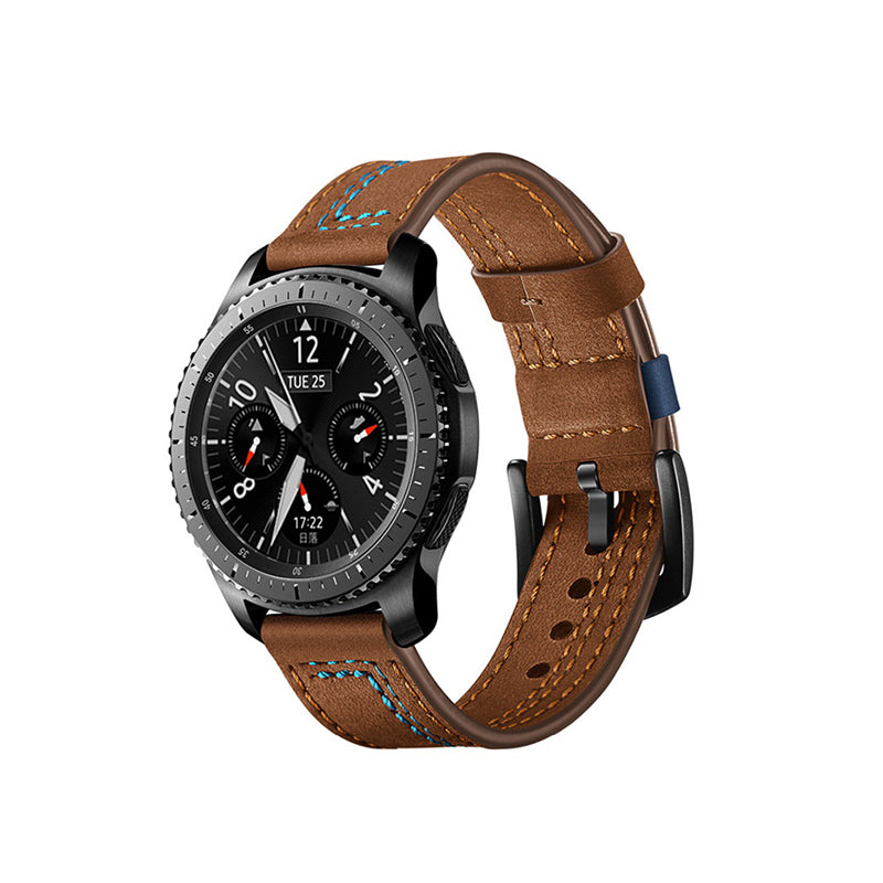 Fashion 7 Line Style Leather Watch Band For Samsung Galaxy Watch 42/46mm Gear S3 Frontier/Classic(Brown)