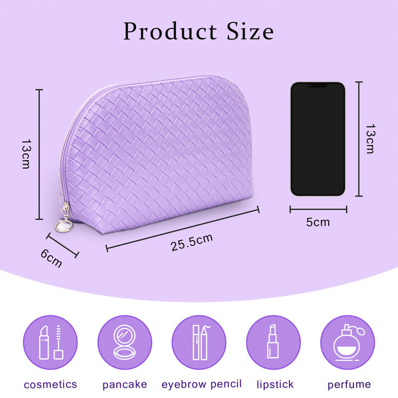 PU Makeup Bags Waterproof Makeup Pouch Women's Travel Toiletry Bag Accessories Organizer-Purple