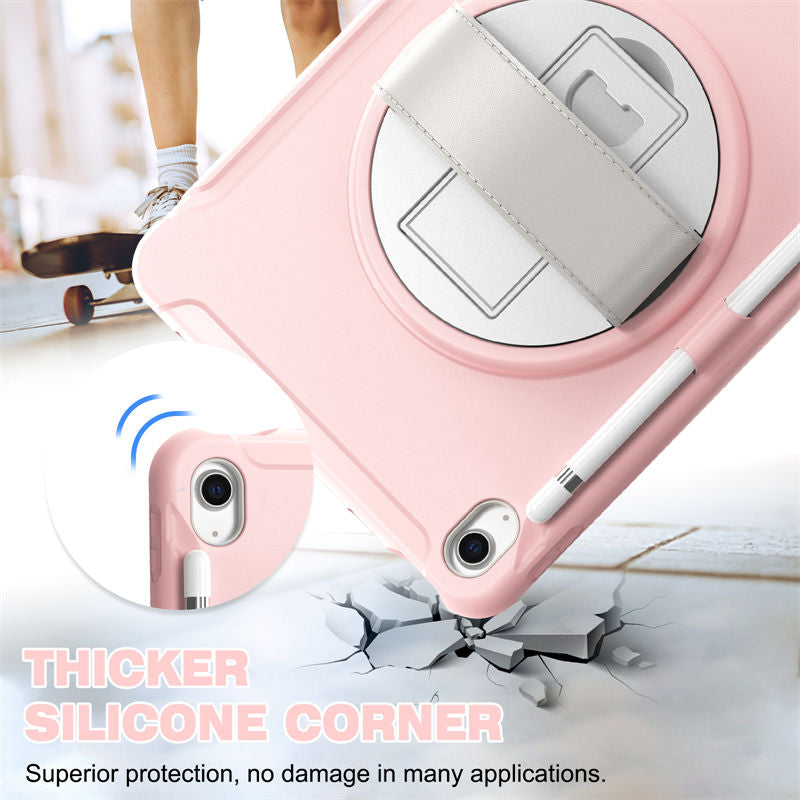Tablet Case For iPad 10th with 360¡ã Kickstand/Hand Strap Shockproof-Pink