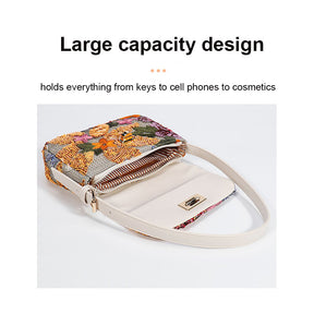 Womens Premium Shoulder Bag Embroidery Sequin Craft Purse-XXF-Orange