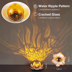 Solar Powered Lotus Lights Art Cracked Glass Ball Waterproof Garden Light for Pathway Lawn Patio