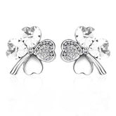 Pair of Four Leaf Clover Pin Brooch Womens Clothes Fashion Accessories-White