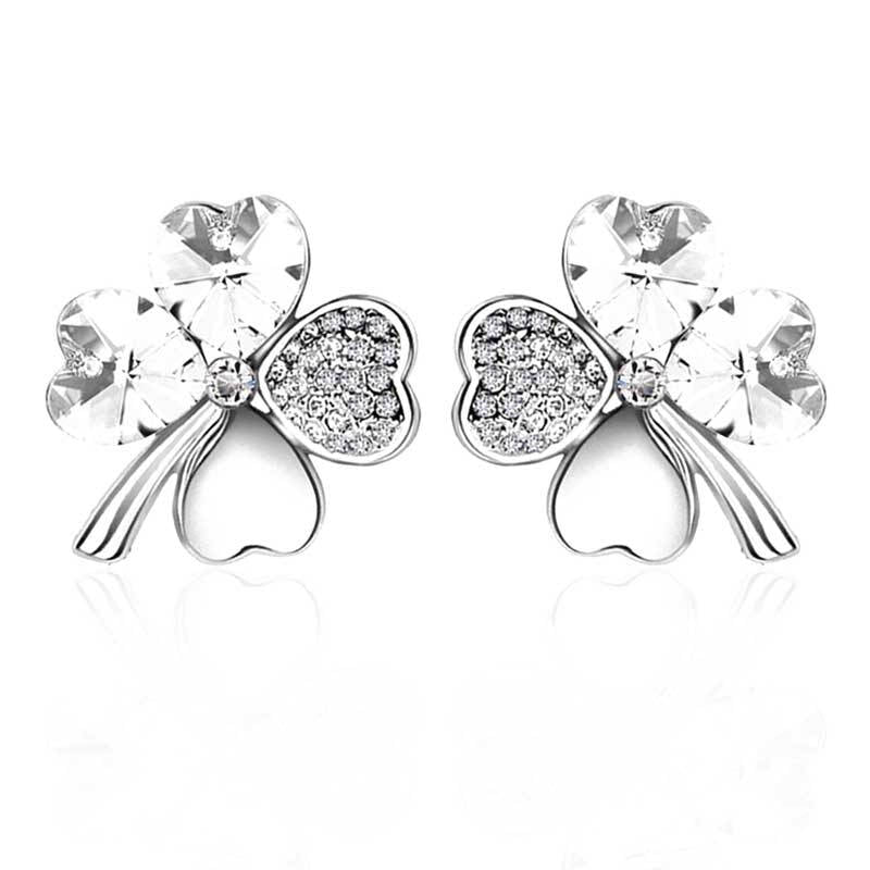 Pair of Four Leaf Clover Pin Brooch Womens Clothes Fashion Accessories-White