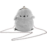 Women Cute Chick Plush Crossbody Bag Chic Small Cell Phone Wallet For Girls-LightGrey