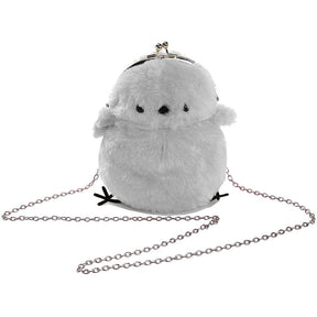 Women Cute Chick Plush Crossbody Bag Chic Small Cell Phone Wallet For Girls-LightGrey