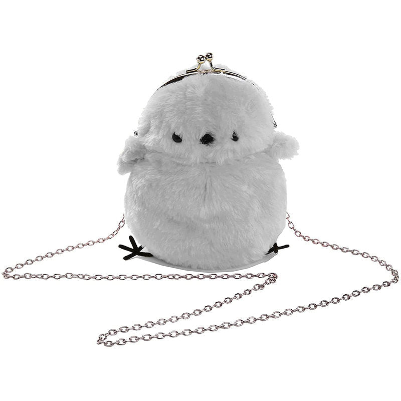 Women Cute Chick Plush Crossbody Bag Chic Small Cell Phone Wallet For Girls-LightGrey