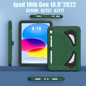 Kids Case Heavy Duty Shockproof with Kickstand for iPad 10th 2022-GreenBlack