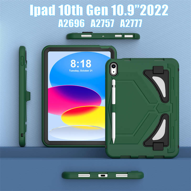 Kids Case Heavy Duty Shockproof with Kickstand for iPad 10th 2022-GreenBlack