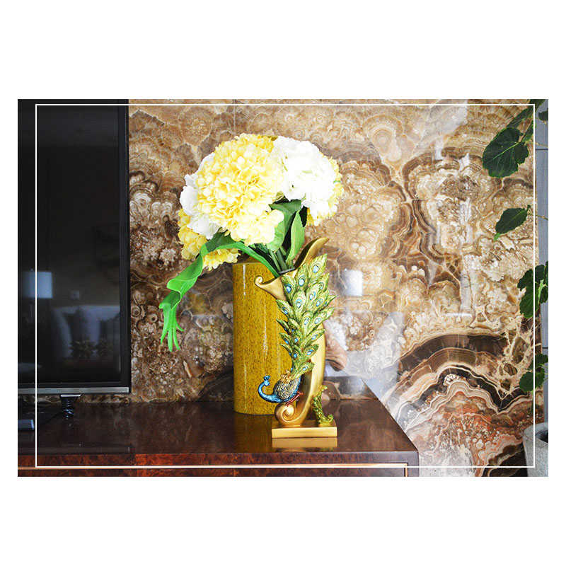 Resin Peacock Statue Desktop Adornmen for Home Wedding-Vase