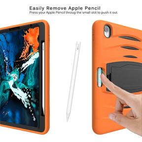 Shock Wave Kickstand Case Anti-Fall Protection With Pencil Holder For iPad Pro12.9inch(2018)-Orange