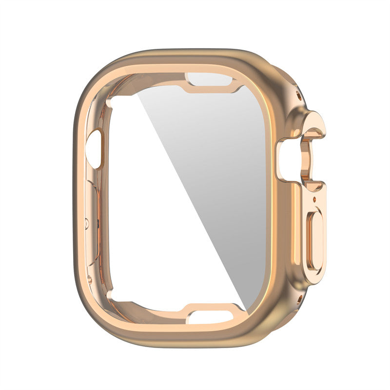 TPU Anti-Scratch Protective Case with Screen Protector for Apple Watch Ultra 49mm-Rose Gold