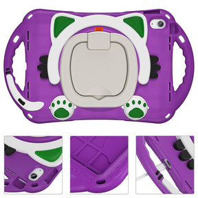Cat Tablet Case For iPad 10th Kids Friendly with Handle Stand-Purple