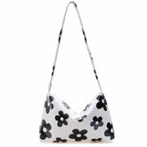 Women PU Leather Flower Underarm Bag Hand Bag Soft Shoulder Bag-Flower