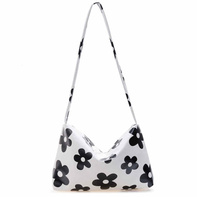 Women PU Leather Flower Underarm Bag Hand Bag Soft Shoulder Bag-Flower