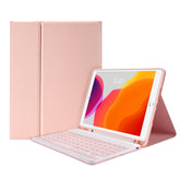 Keyboard Case For iPad Ultra Thin Full-Size Silent With Numeric Bluetooth Wireless Keyboard Pen Slot-Pink