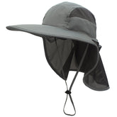 Unisex Outdoor Activities UV Protecting Sun Hats with Adjustable Neck Flap-Dark gray