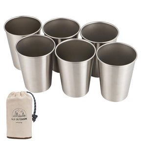 6 Packs 304 Stainless Steel Pint Cups Stackable Drinking Glasses for Camping