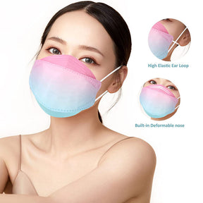 50Pcs Gradient  Face Mask 3-Ply Protection Safty Masks For Adults-Pink Blue