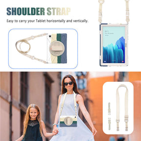 Samsung Tablet Case With Pencil Stand+Rotating Stand+Shoulder Strap For Tab A7 10.4 T500/T505/T507/T505N-Green