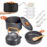 Camping Cookware Mess Kit for Outdoor Hiking and Picnic-Orange