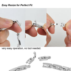 JCZ Watch Band Diamond Rhinestone Stainless Steel Wristbands for Apple IWatch Series 1/2/3/4/5/6/SE For Women-Silver