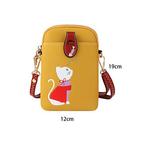 Women PU Crossbody Bag Cute Mobile Wallet-Yellow