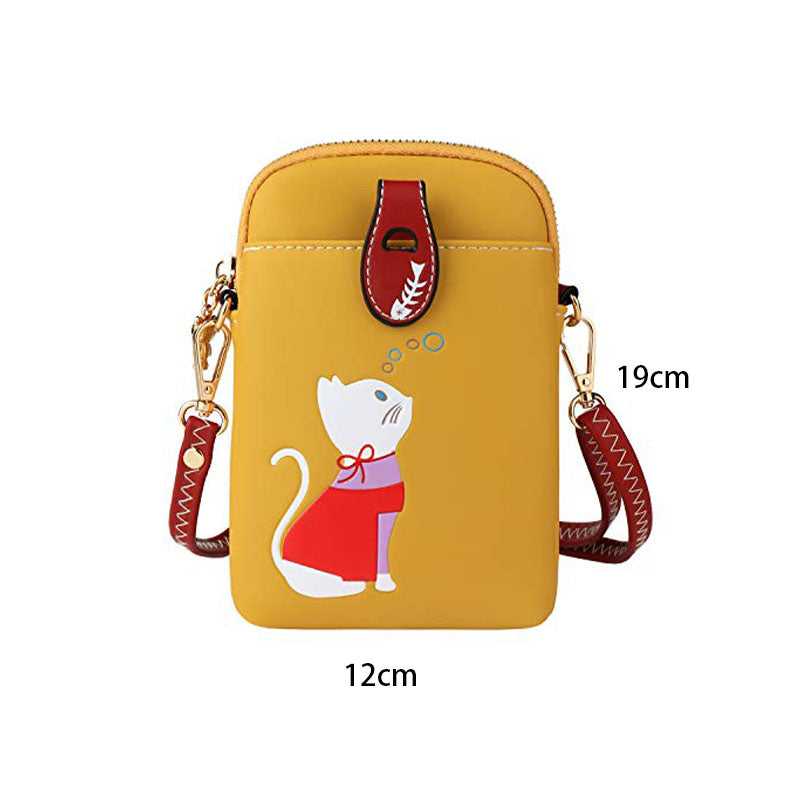 Women PU Crossbody Bag Cute Mobile Wallet-Yellow