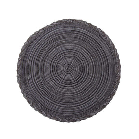 4 Pack Round Braided Laciness Placemats 38CM Washable Kitchen Table Mats for Home Wedding Party-Gray