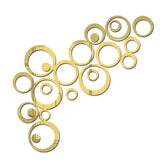 Removable 3D Acrylic Crystal Circles Rings Dots Home Art Decor Wall Stickers-Gold