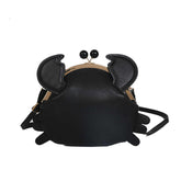 Crab Shape Handbag Novelty Detachable Shoulder Bag Women's Satchel-Black