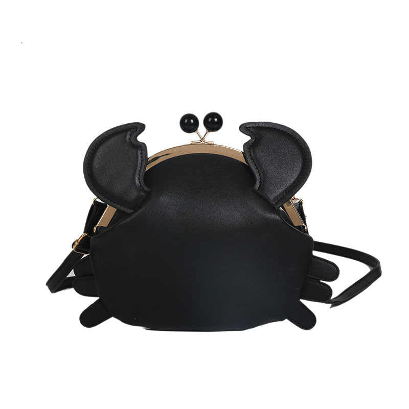 Crab Shape Handbag Novelty Detachable Shoulder Bag Women's Satchel-Black