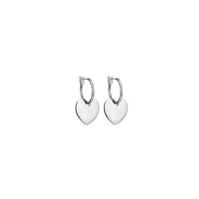 Heart Pendant Necklace Bracelet Earrings 3 Piece Set-Silver