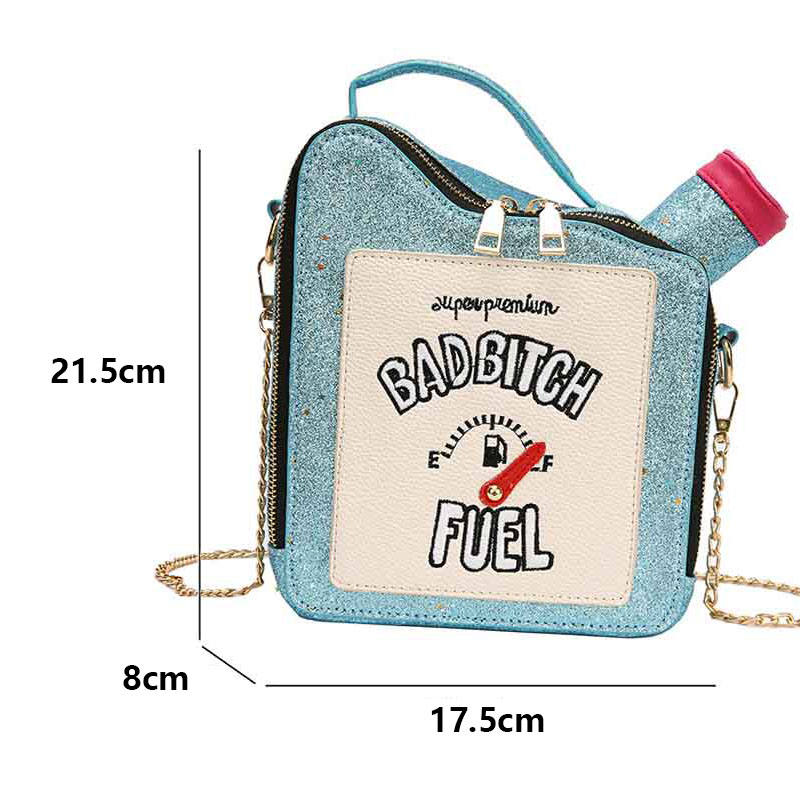 Women Fashion Sequin Crossbody Bag Fun Gasoline Handbag-Blue