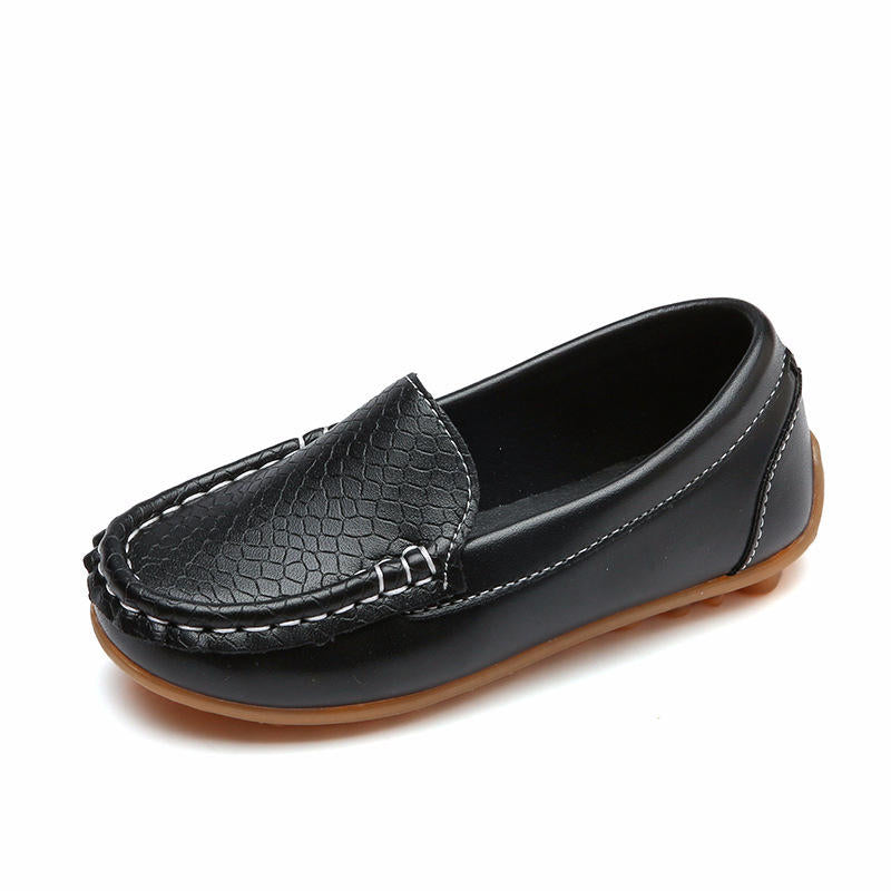 Casual Toddler Flat Shoes Boys Girls Soft Slippery Loafers-Black
