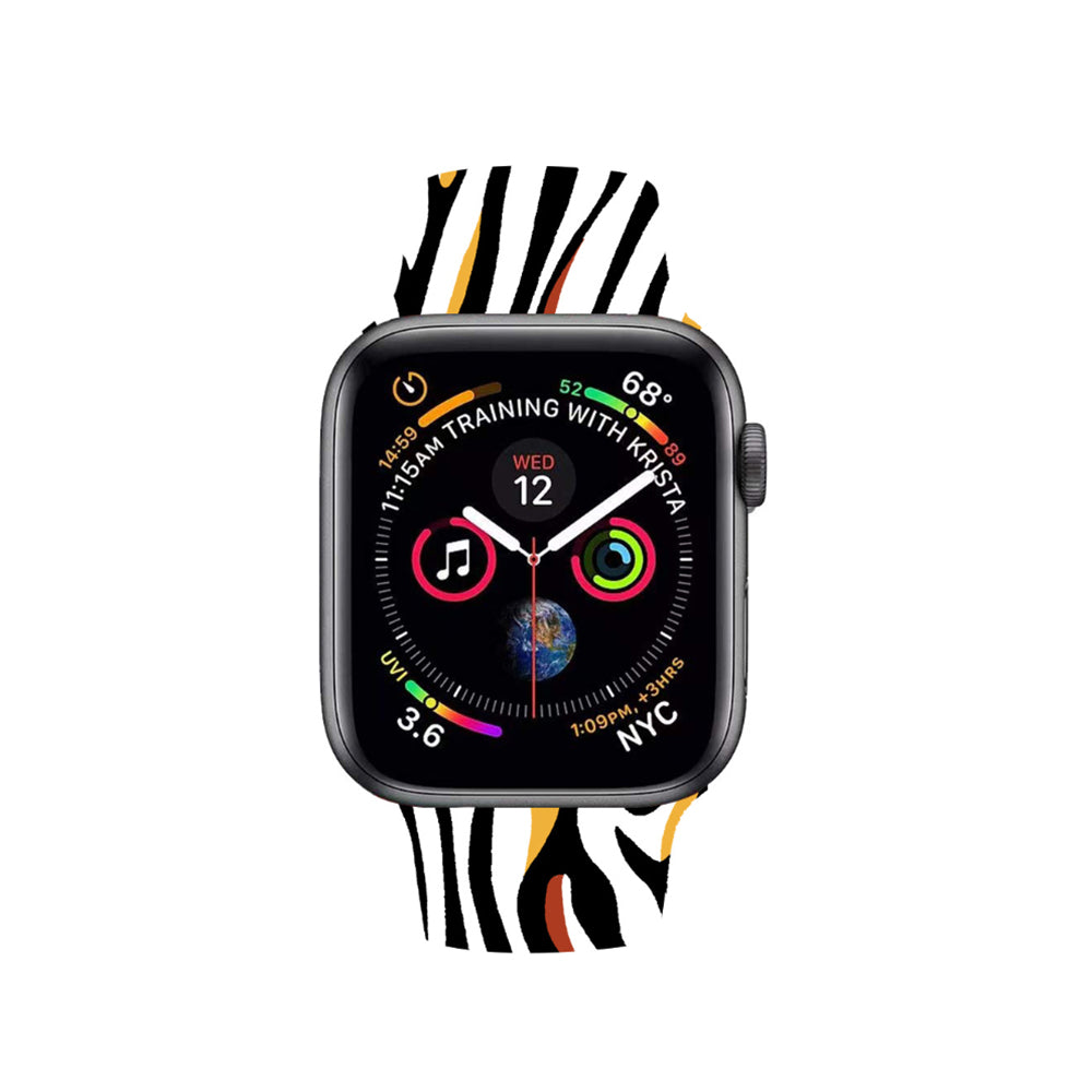 Color Printing Silicone Watch Band For Apple Watch SE/6/5/4/3/2/1(Zebra Pattern)