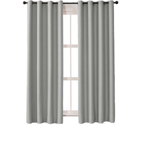 2 Panels Solid Color Blackout Curtains for Living Room-LightGrey
