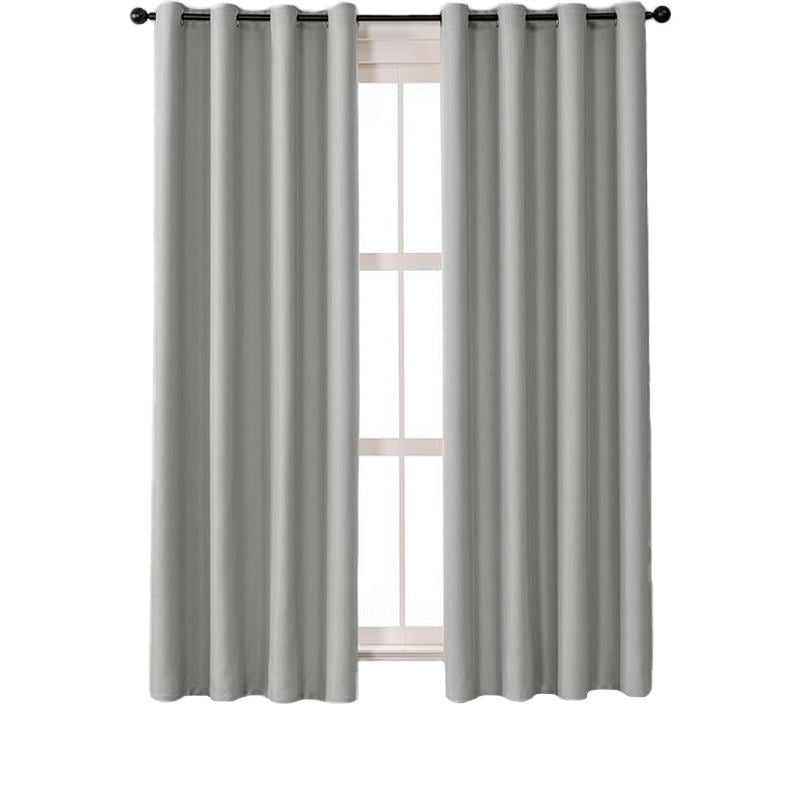 2 Panels Solid Color Blackout Curtains for Living Room-LightGrey