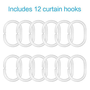 4 Pcs Shower Curtain Set Bath Mat U Shape and Toilet Lid Cover Mat with 12 Hooks-A10