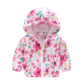 Boys Girls Cartoon Print Zip Lightweight Jacket Hooded Coats Casual Windbreaker-12