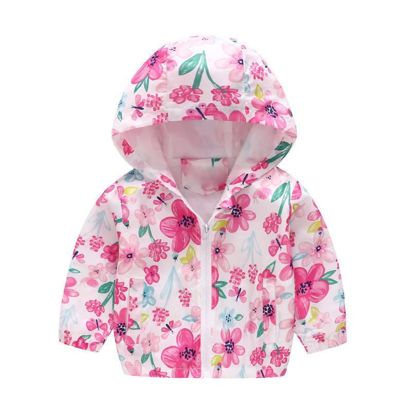 Boys Girls Cartoon Print Zip Lightweight Jacket Hooded Coats Casual Windbreaker-12