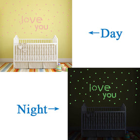 Luminous Stars Plastic Wall Stickers Glow In The Dark For Home Art Decor-Pink