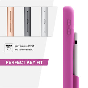 Shock Wave Kickstand Case Anti-Fall Protection With Pencil Holder+Cap For New iPad 7 10.2inch(2019)-Rose Red